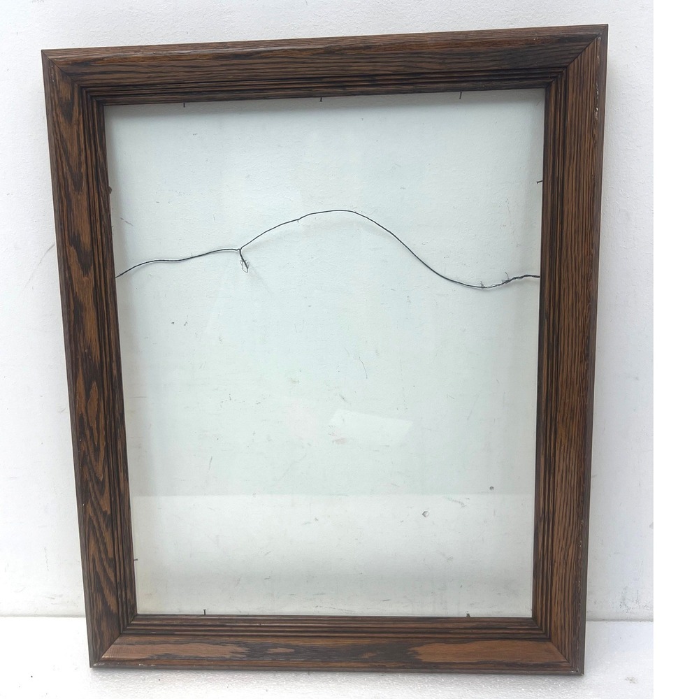 Vintage Carved Oak Wood Picture Frame with Glass Fits 16x20 Brown Rustic